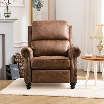 34.6" Wide Classic and Overstuffed Soft Pushback Recliner with Rivet