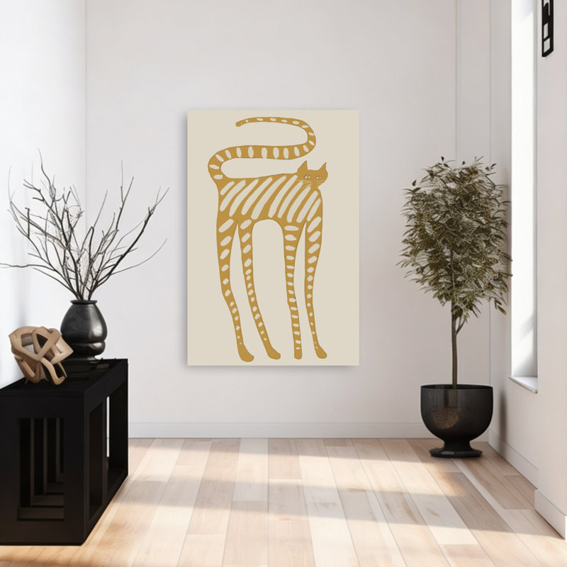 Art mural moderne fantaisiste, chat rayé fantaisiste, H 48 po x l 32 po