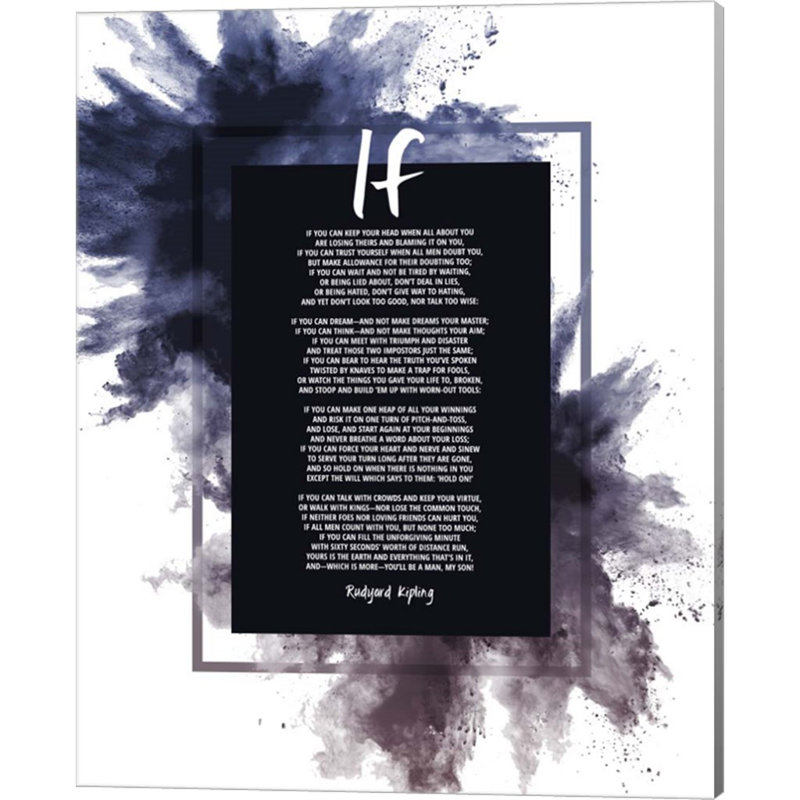 «If By Rudyard Kipling - Poudre Explosion Blue» par Quote Master, art mural sur toile