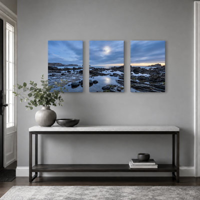 Ensemble de 3 tableaux sur toile « Rochers de l'océan » pour la décoration du salon, de la chambre et de la maison.