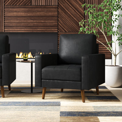 Fauteuil en cuir véritable de 33 po de largeur Annaleise
