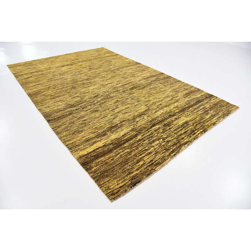 Tapis de la surface en laine 6 pi x 9 pi 2 po one-of-kind à la main-noué la new age Nash