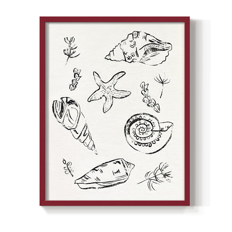 Sea Spirals II, reproduction encadrée - bois massif, H 15 po x l 12 po, Rouge