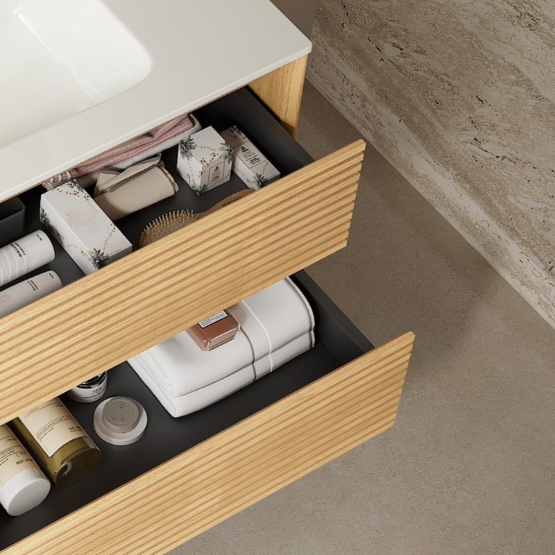 Meuble-lavabo de salle de bain avec lavabo, 30", Chêne clair