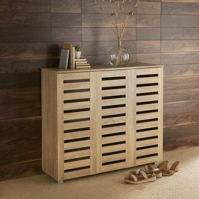 Oslo Large 3 Door 15 Pair Hallway Shoe Storage Cabinet