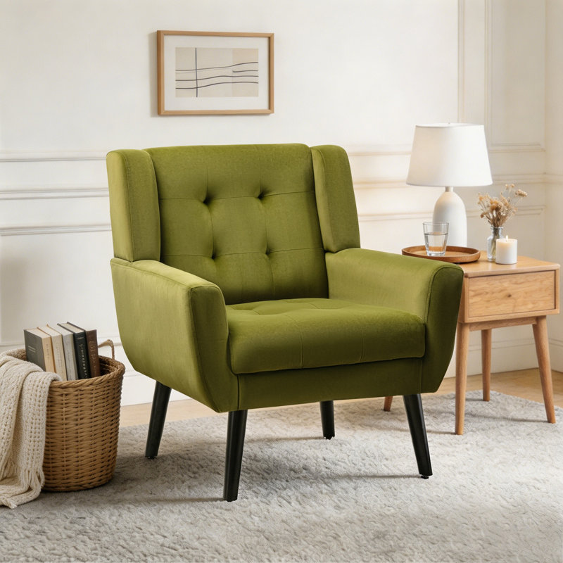 Fauteuil d'appoint Bolanle, Velours vert