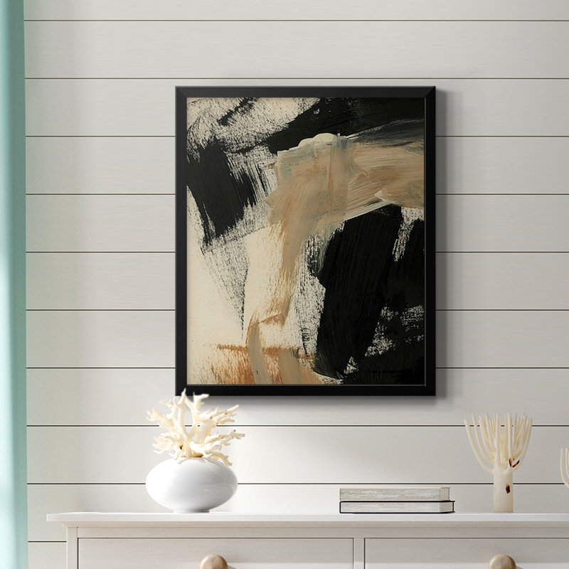 Toile encadrée de qualité supérieure Baked Paintstrokes IV - prête à être accrochée, H 24 po x l 20 po, Noir