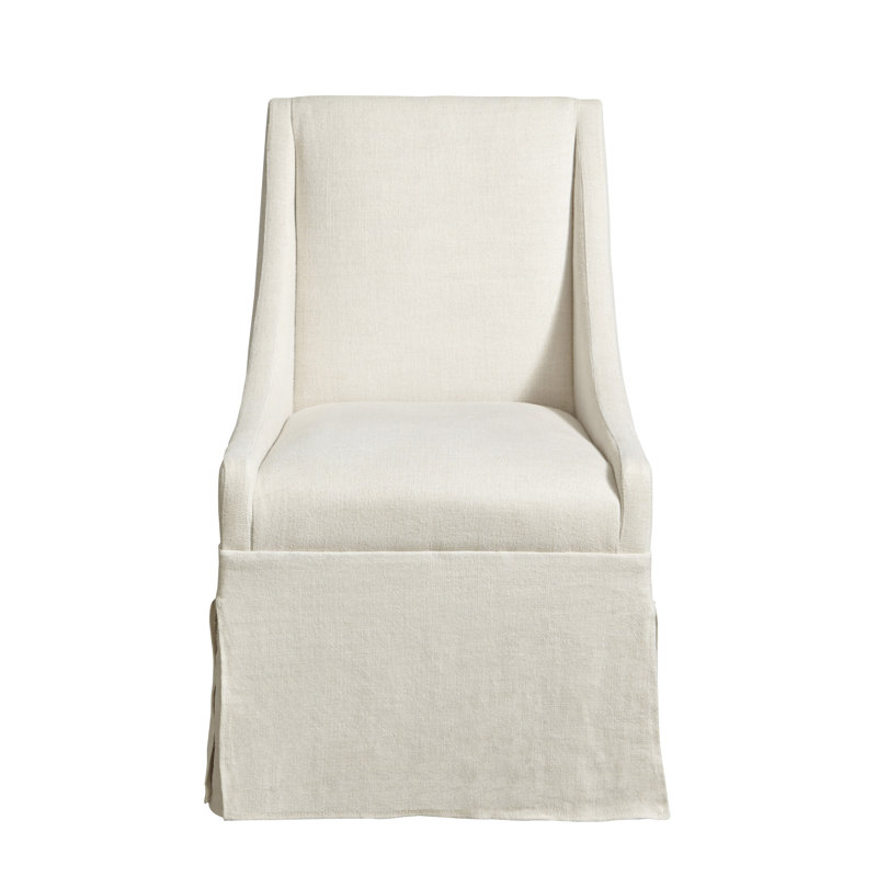 Towsend Upholstered Dining Chair, Linen Beige / Leg Color: Flint