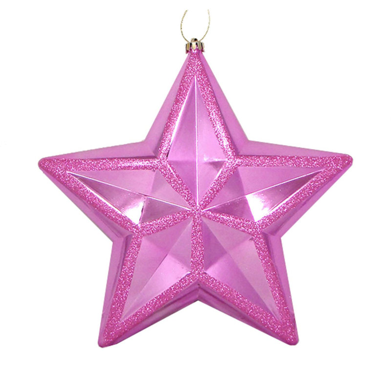 Ornement étoile de Noël 12 po à 2 finitions incassable, Rose gomme à bulles brillant