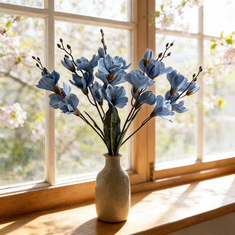 Faux fleurs artificielles pour la décoration intérieure, Bleu