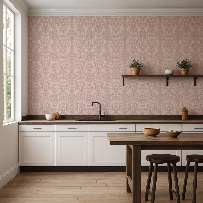 Wild Meadow - Wallpaper, Dusty Blush, Peel & Stick