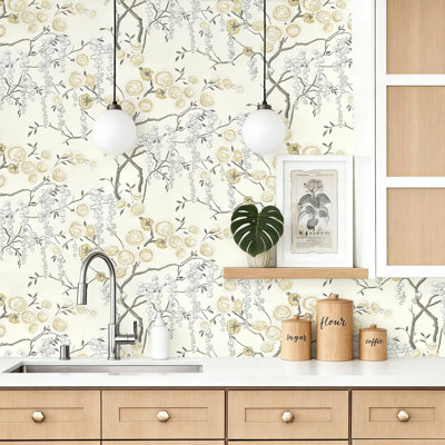 Peel And Stick Wallpaper Removable - Vintage Floral Contact Paper Waterproof For Bathroom, Kitchen, Furniture - Self-Adhesive Wallpaper Easy To Install And Remove Without Residue