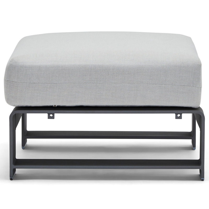 Gather Outdoor Ottoman, Graphite, Linen Stone