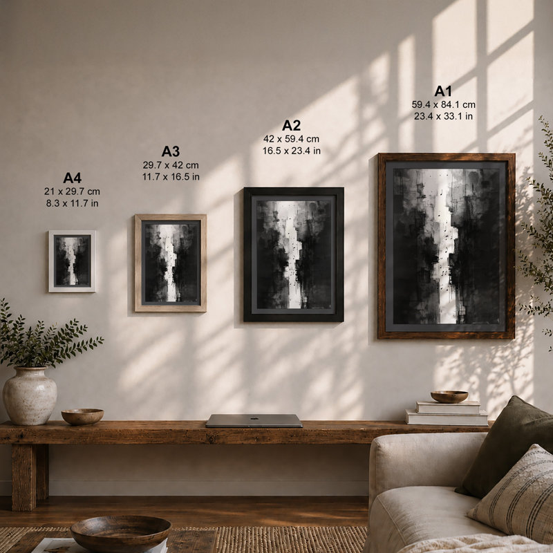 Urban Passage Abstract - Framed Print, A2 - 59.4 x 42.0 cm, Black