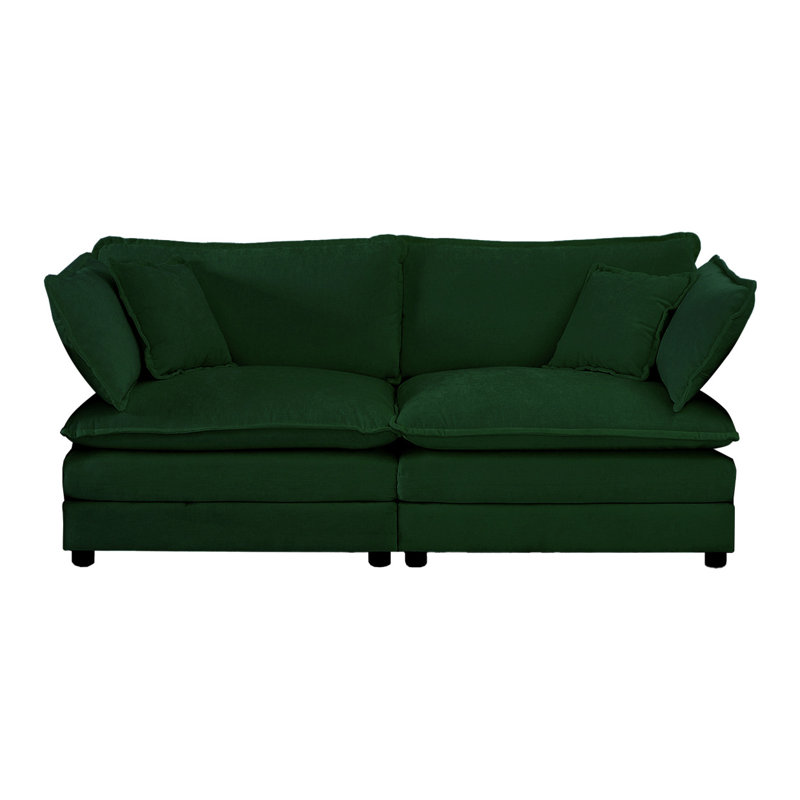 Canapé moderne en tissu chenille 2 places sans accoudoirs à accoudoirs profonds, H 32,39 po x l 70,19 po x P 33,57 po, Vert