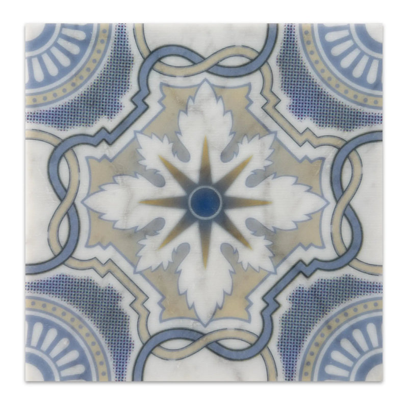 Carrelage gravé au laser 6 po x 6 po Aqua Petal Marble Carrara