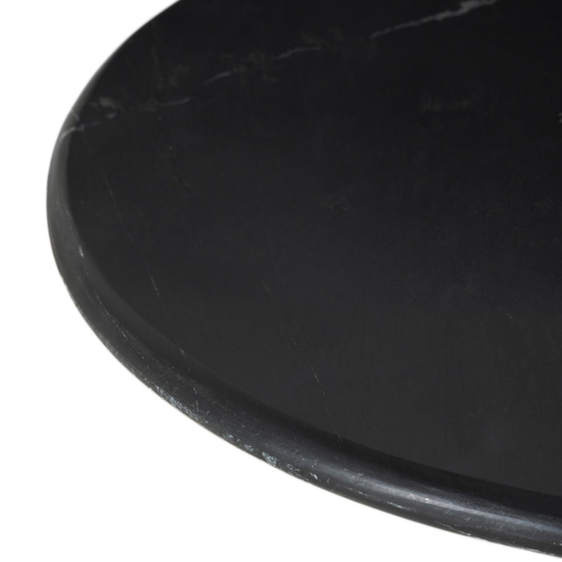 Belle Round Marble Dining Table, Black Marble/Dark Kettle Black