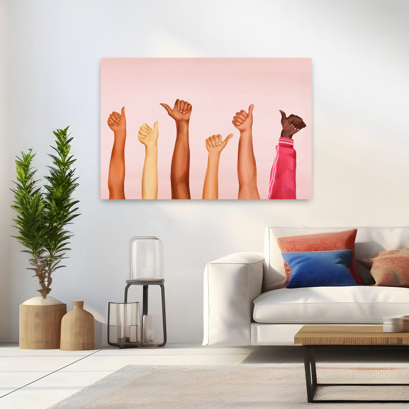 Art mural moderne abstrait pouce en l'air, H 48 po x l 32 po