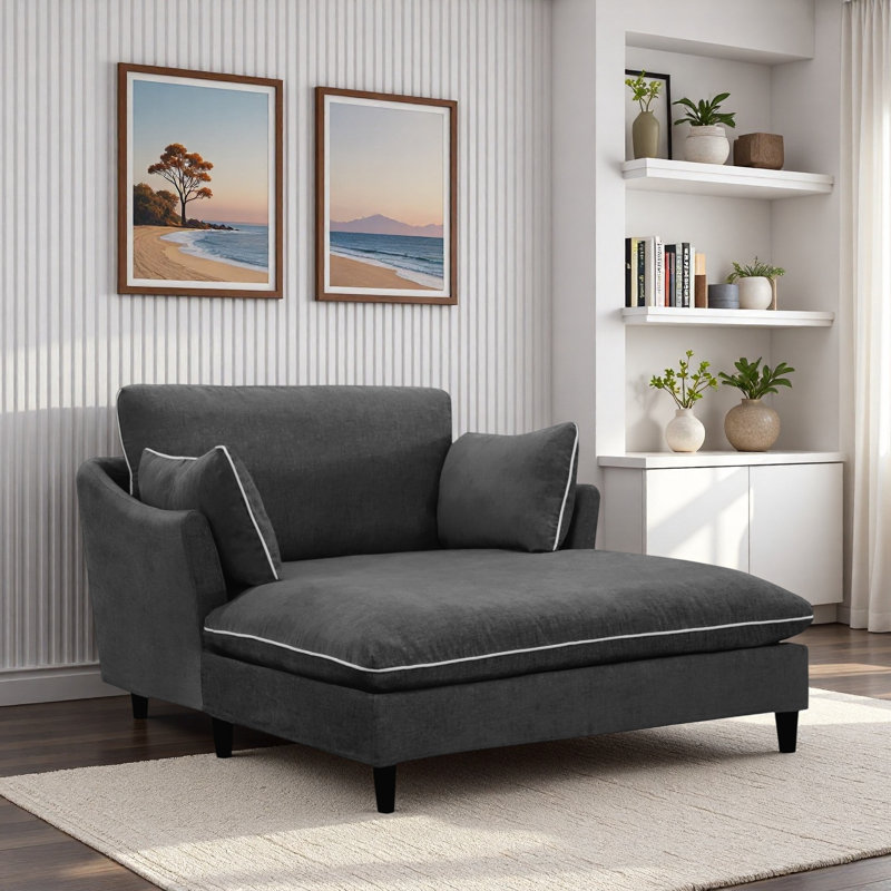 Chaise longue moderne avec coussins, Noir