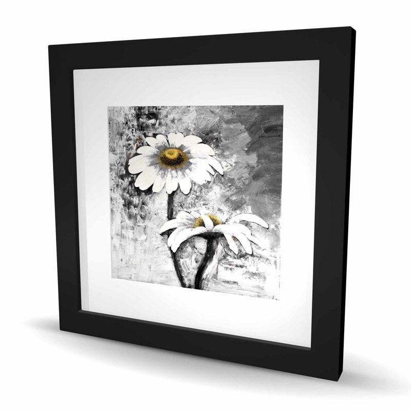 Fleurs abstraites de marguerites - chambre à coucher botanique, reproduction encadrée