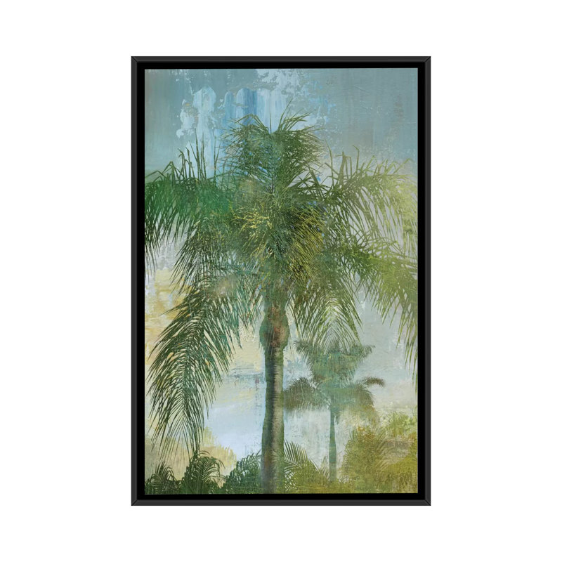 «Contemporary Palm», reproduction d'impression sur toile, H 26 po x l 18 po x P 1,5 po, Toile encadrée noire, Pas de tapis