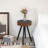 Round Side Table with Solid Wood Legs – Brown & Black, 15.7"