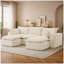 Canapé d'angle modulaire 109,4 po (278 cm) avec 5 places, configurations en U/L/lit, tissu en velours côtelé résistant aux animaux de compagnie, aucun assemblage requis, blanc