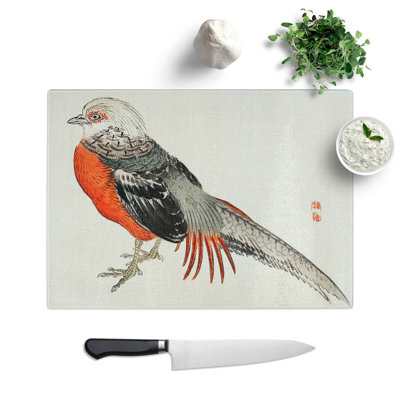 Glass Japanese Pheasant by Kono Bairei Chopping Board
