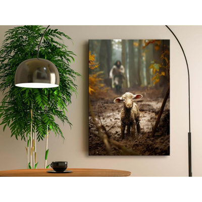 Christian Gifts,Jesus Canvas Home Decor For Prayer Room Christmas Decorations Jesus Running After Lost Lamb Picture Jesus And Lamb Poster Wall Decor