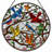7.8"H Birds Flowers Stained Glass Window Panel-883373332