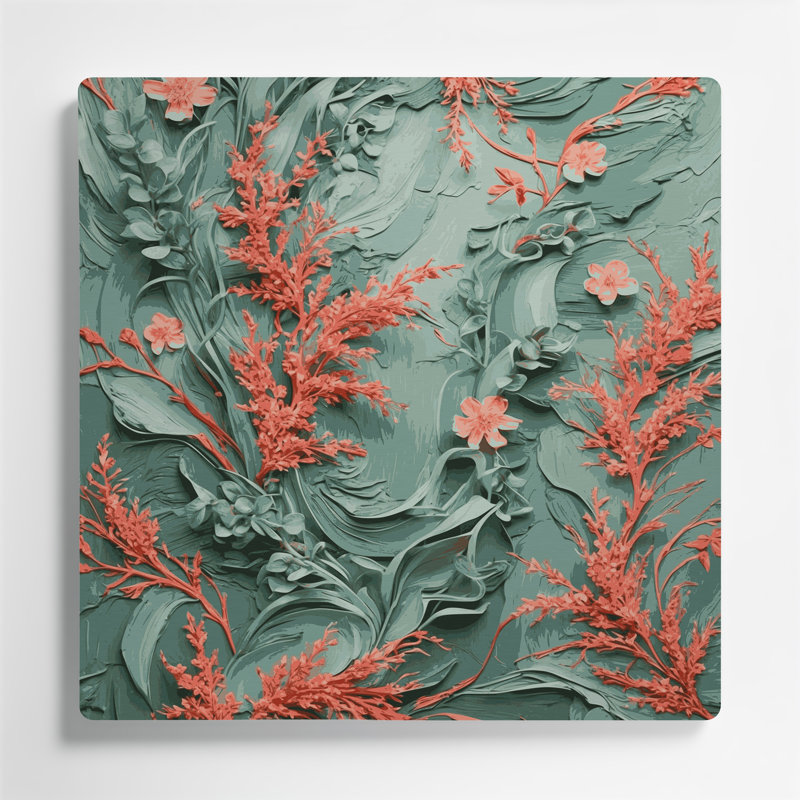 "Abstract Florals", art mural gris en métal 73, H 32 po x l 32 po