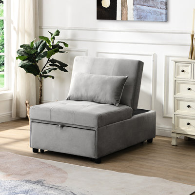 Folding Bed Grey - Multifunctional For All Occasions. Space Saving & User . Serves As Tea Table, , Lounge Chair, Single Bed. Ergonomic, Stable Trustworthy. Velvet. 264lbs Weight Limit. 40.07in X