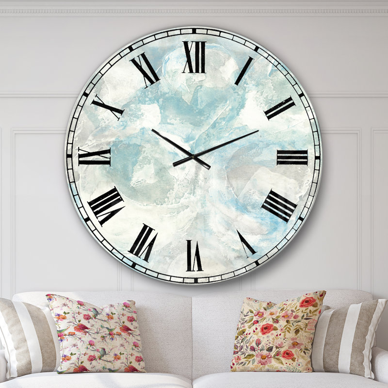 Horloge murale style bord de mer teinte bleu pâle III, Grand