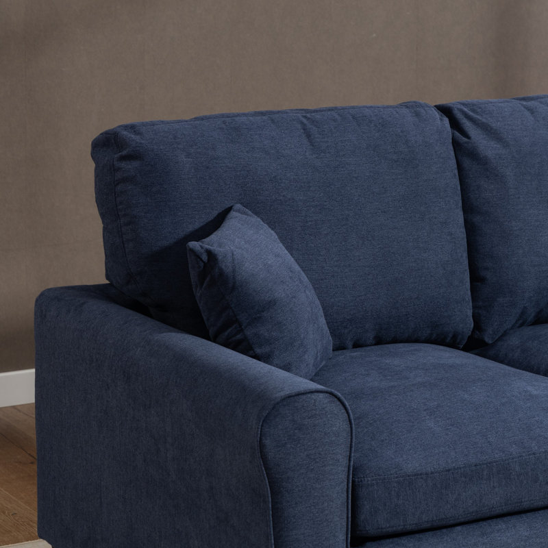 2 Seater Linen Blend Sofa Bed, Dark Blue