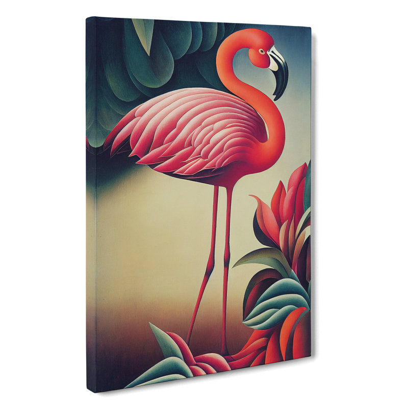 Curious Flamingo - Wrapped Canvas