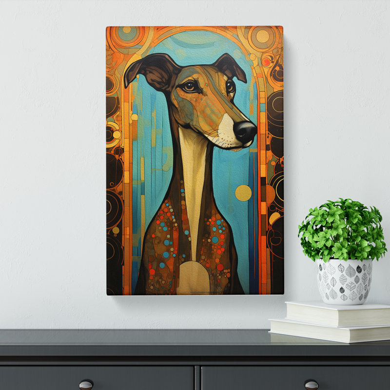 Greyhound Nouveau - Wrapped Canvas, 76cm H x 50cm W x 3cm D