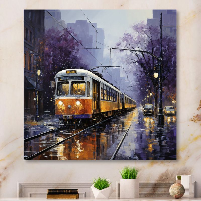 " Train Industrial Elegance Pointillism II ", Wrapped Canvas, 24" H x 24" W x 1" D