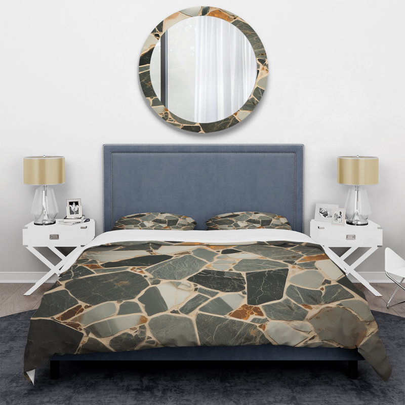 Ensemble de housse de couette Gray Abstract Harmony In Tiles II - Abstract Tile