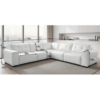 Canapé modulaire en L contemporain en cuir Kaki