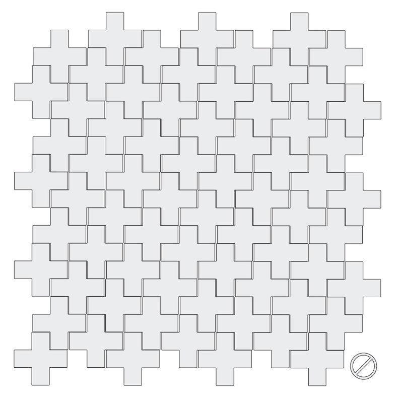 Décalcomanie murale à motifs croisés suisses, Blanc, H 3 po x l 3 po x P 0,01 po
