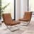 Magdaia 25"W Tufted Leather Upholstered Armless Accent Lounge Chair with Stainless Steel Leg (Set Of 2)-1772524030