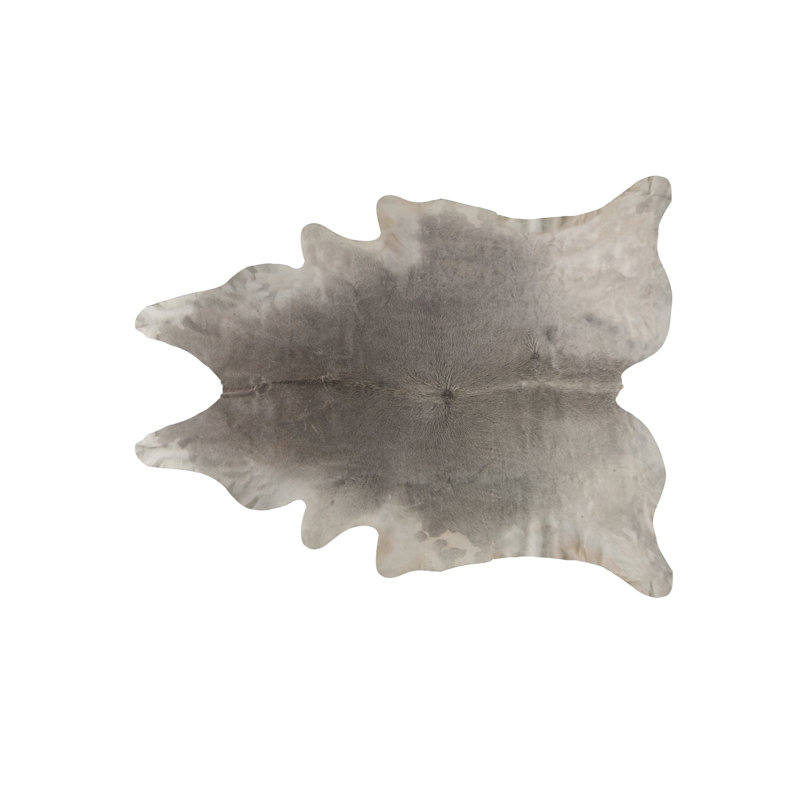 Tapis gris en peau de vache Kobe, 6 pi x 7 pi