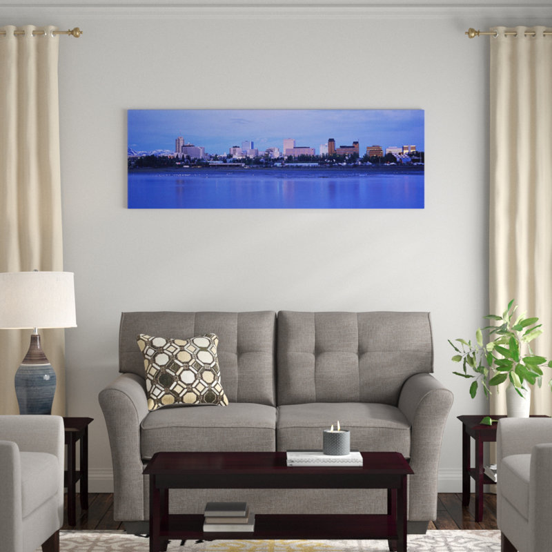 Bâtiments à l’ancrage waterfront, alaska, états-unis-imprimé panoramique sur toiles tendues, H 24 po x l 72 po x P 1,5 po
