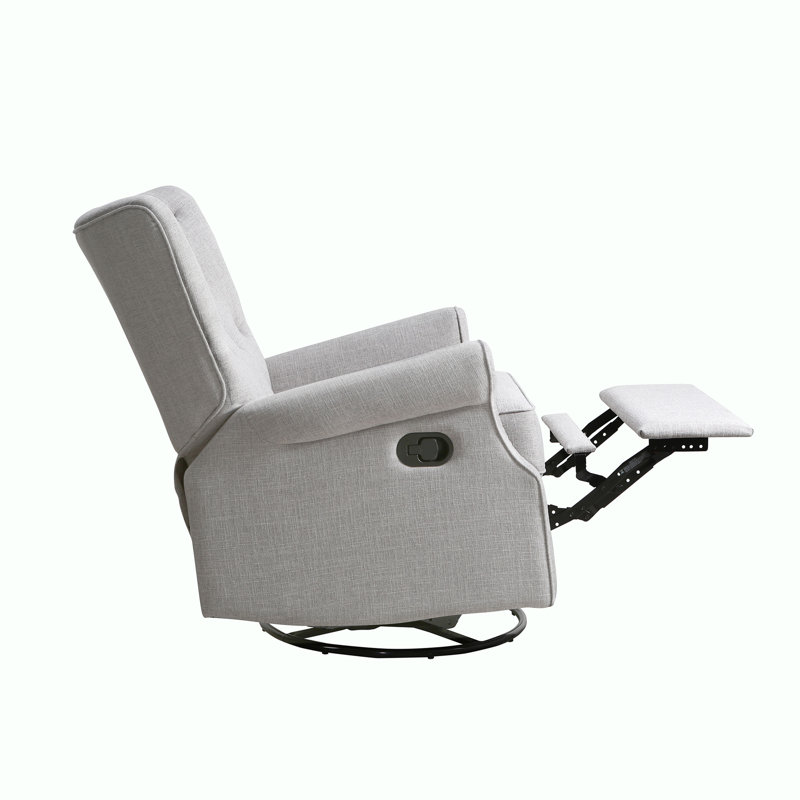 Alice Wingback Swivel Recliner, Gray Linen