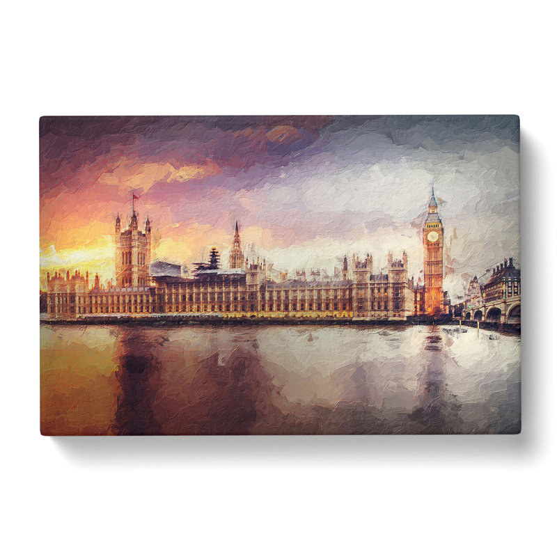 Big Ben & Houses Of Parliament In Abstract - Wrapped Canvas Painting, 50cm H x 76cm W x 3cm D
