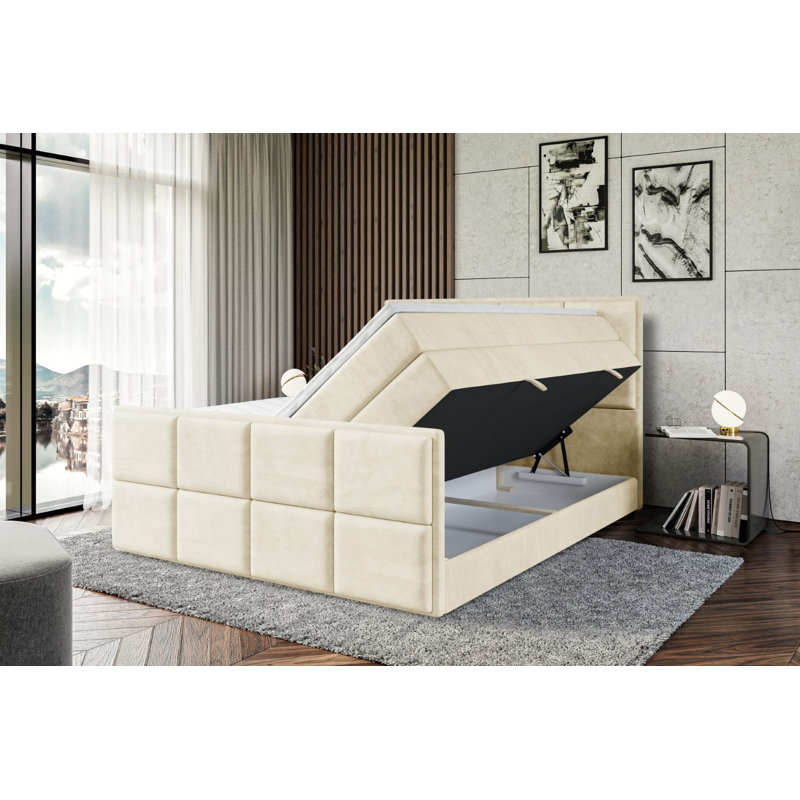 Bed, 160cm W x 200cm L, Beige