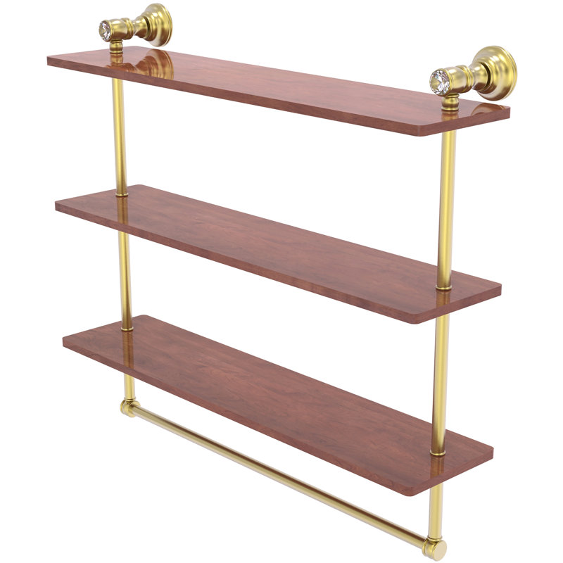 Étagère murale en bois massif 3 pièces Freyja, H 5,54 po x l 22 po x P 19,7 po, Laiton satiné