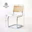 Ensemble de 2 chaises de salle à manger en rotin brun, chaises de cuisine modernes en bois de style Mid-Century, chaises de salle à manger à dossier en filet et cannes, chaise Cesca avec pieds en métal chromé-2028437248-2028437262