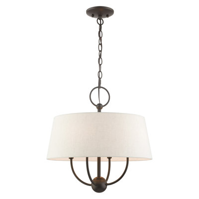 Desra 4 Light Linen Blend Dimmable Pendant
