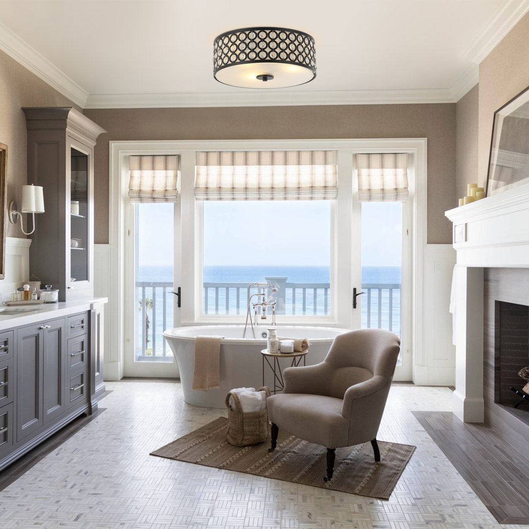 Yatesville Glass Flush Mount Willa Arlo™ Interiors